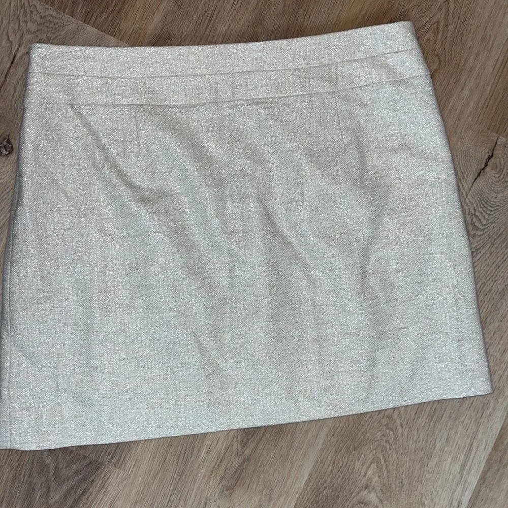 Gorgeous Gold Shimmer J Crew Mini Skirt Side Zip Button Detail Wool Blend 8